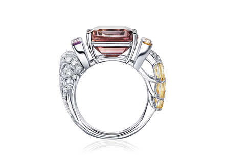 Дизайнерское кольцо с аметрином, аметистами, цитринами и бриллиантами