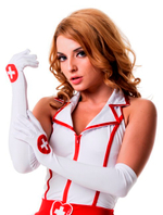 Длинные перчатки медсестры (Цвет: белый, красный)