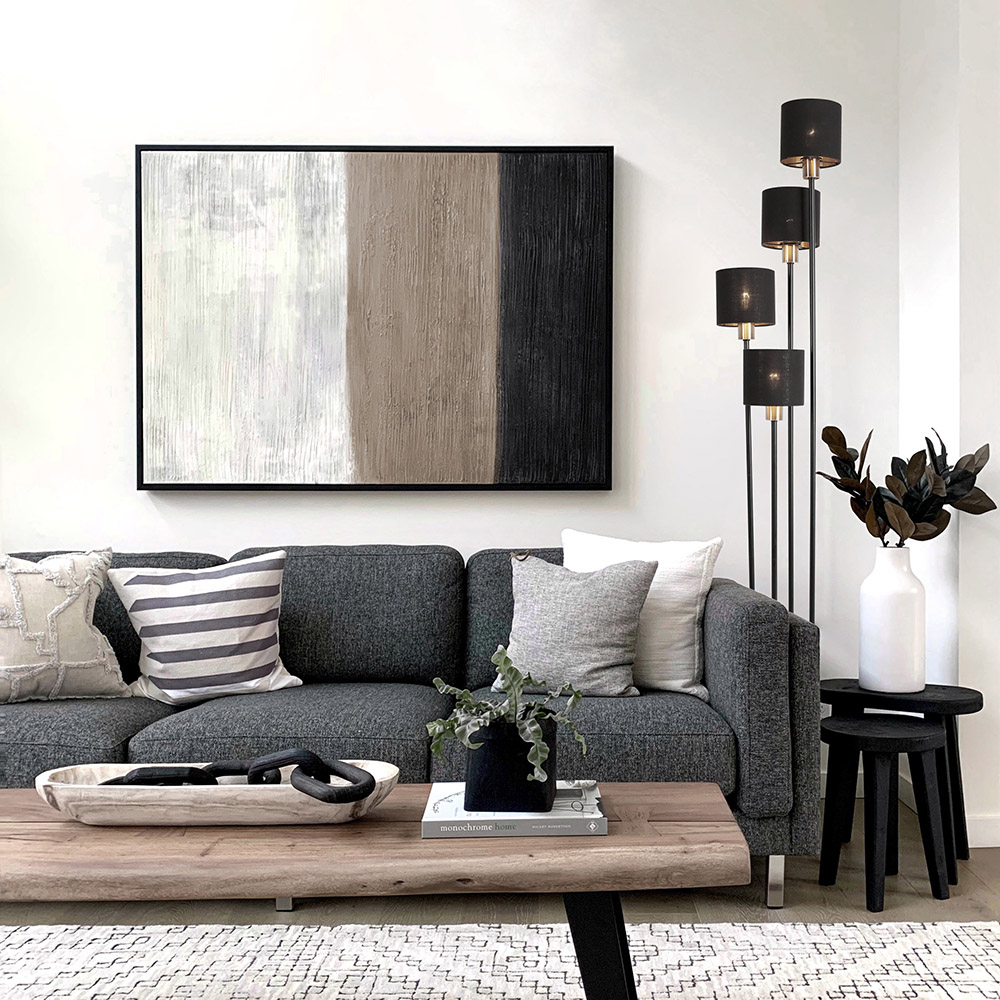 Напольный светильник 4х40Вт Е14, металл/ткань, цвет чёрный/золото