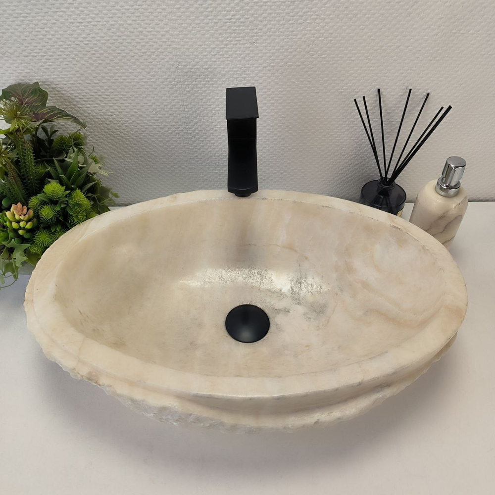Раковина из оникса Oval White Marmo Wave OO-62704 58*38*15
