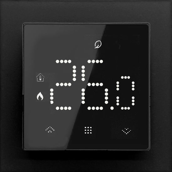 Термостат с датчиком пола,  с недельным программированием,  с Wi-Fi ,  16 A,  55*55 мм,  черное стекло