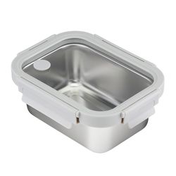 Ланч-бокс стальной со стеклянной крышкой, 800 мл, серый