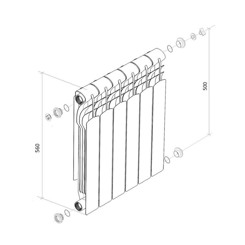 Радиатор биметаллический Evolution EvВ 500 мм 6 секций
