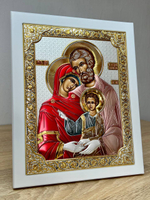 Св. Семейство, икона прямоугольная с рамкой, белое дерево, эмаль 210х260