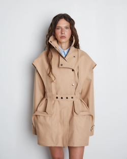 Тренч на молнии из хлопка Бербери кэмел