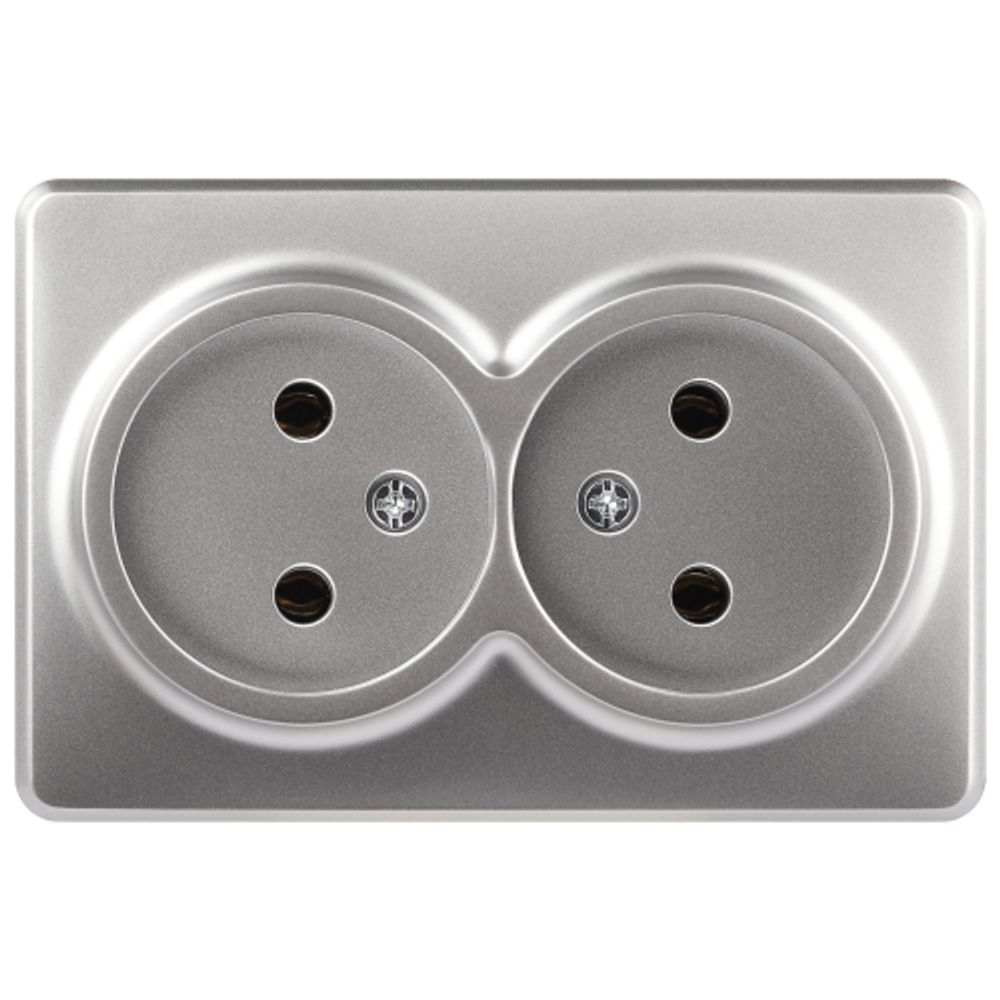 Розетка ЭРА Эксперт 11-2202-03 2х2P IP20 16A-250В ОУ алюминий