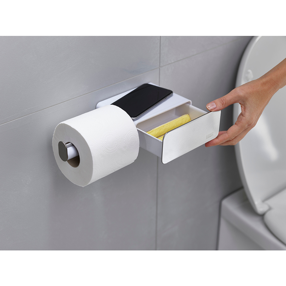 Держатель для туалетной бумаги с отсеком для хранения easystore steel, белый