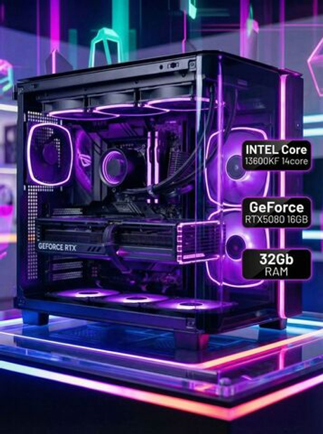 Мощный игровой компьютер (системный блок) Core i5-13600KF 14 ядер/RTX5080 /32GB DDR4/1000Gb SSD/850W/Win 11 PRO