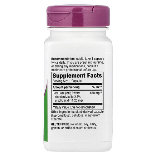 Nature's Way, базилик священный, 450 мг, 60 веганских капсул