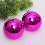 Новогодние шары 10 см (набор 2 шт) «Глянец», фуксия