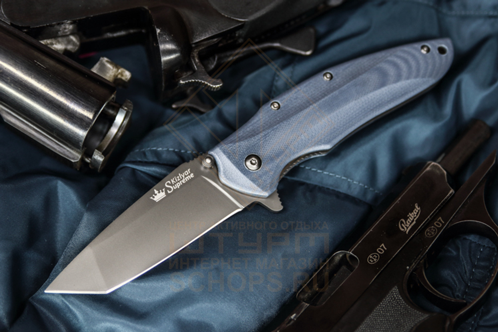Нож складной Kizlyar Supreme Zorg AUS-8 G10, Black/Stonewash