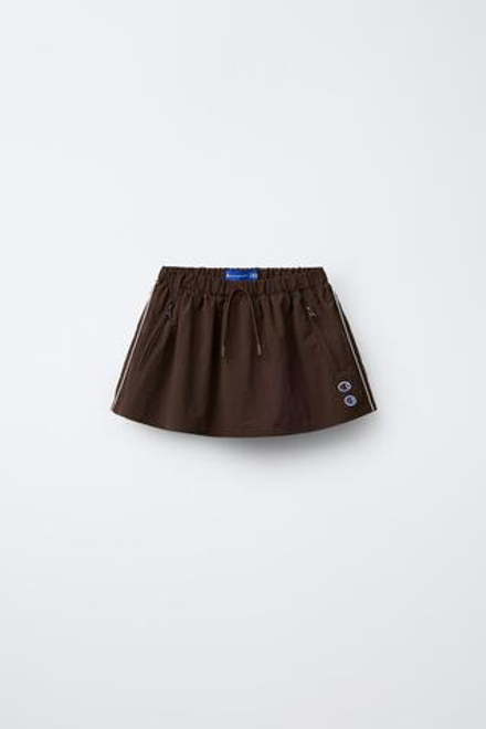 ZARA Х CHAMPION ® ЮБКА-ШОРТЫ ИЗ НЕЙЛОНА, КОРИЧНЕВЫЙ
