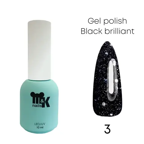M&K Гель-лак Black brilliant 03