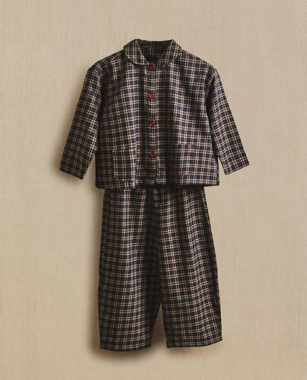 ZARA HOME ДЕТСКАЯ ПИЖАМА В КЛЕТКУ, ТЕМНО-КРАСНЫЙ