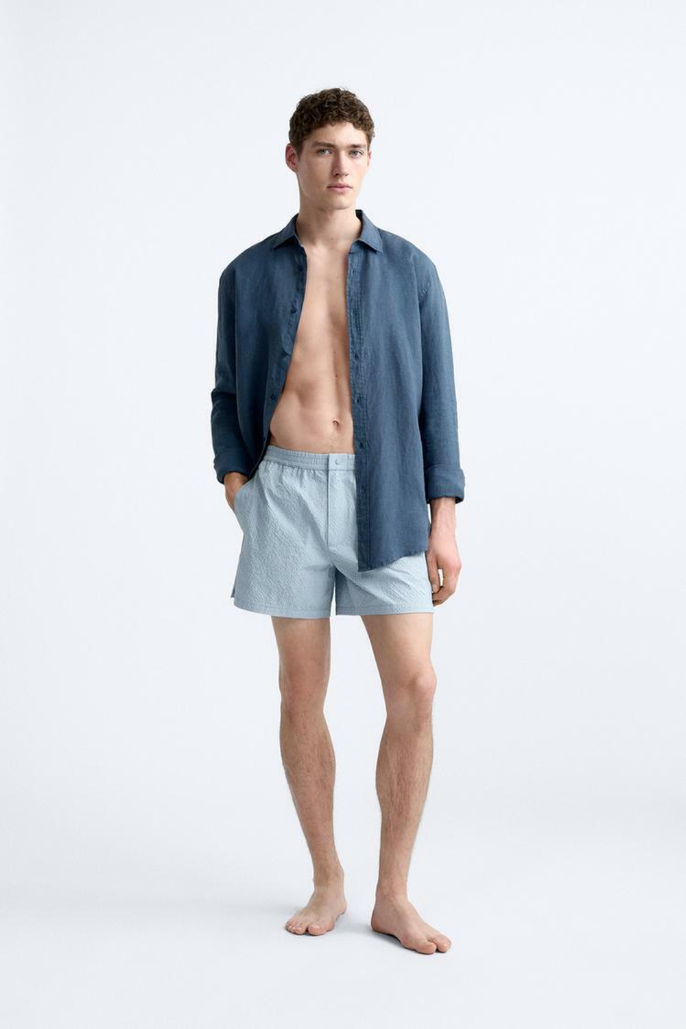 ZARA ПЛАВКИ ТЕКСТУРИРОВАННЫЕ, НЕБЕСНО-ГОЛУБОЙ