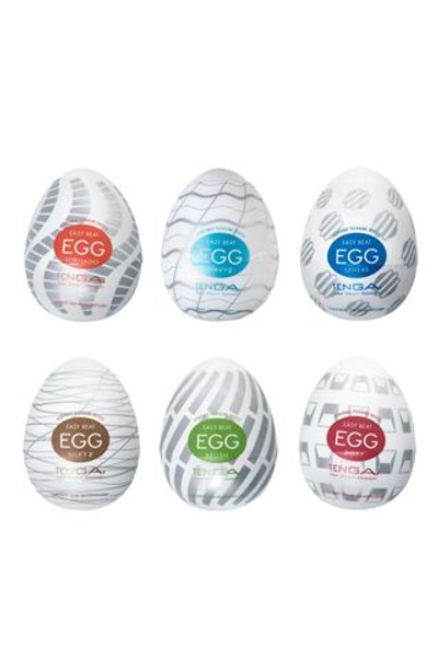 Набор из 6 мастурбаторов Tenga EGG III с различным рельефом (Цвет: молочный)