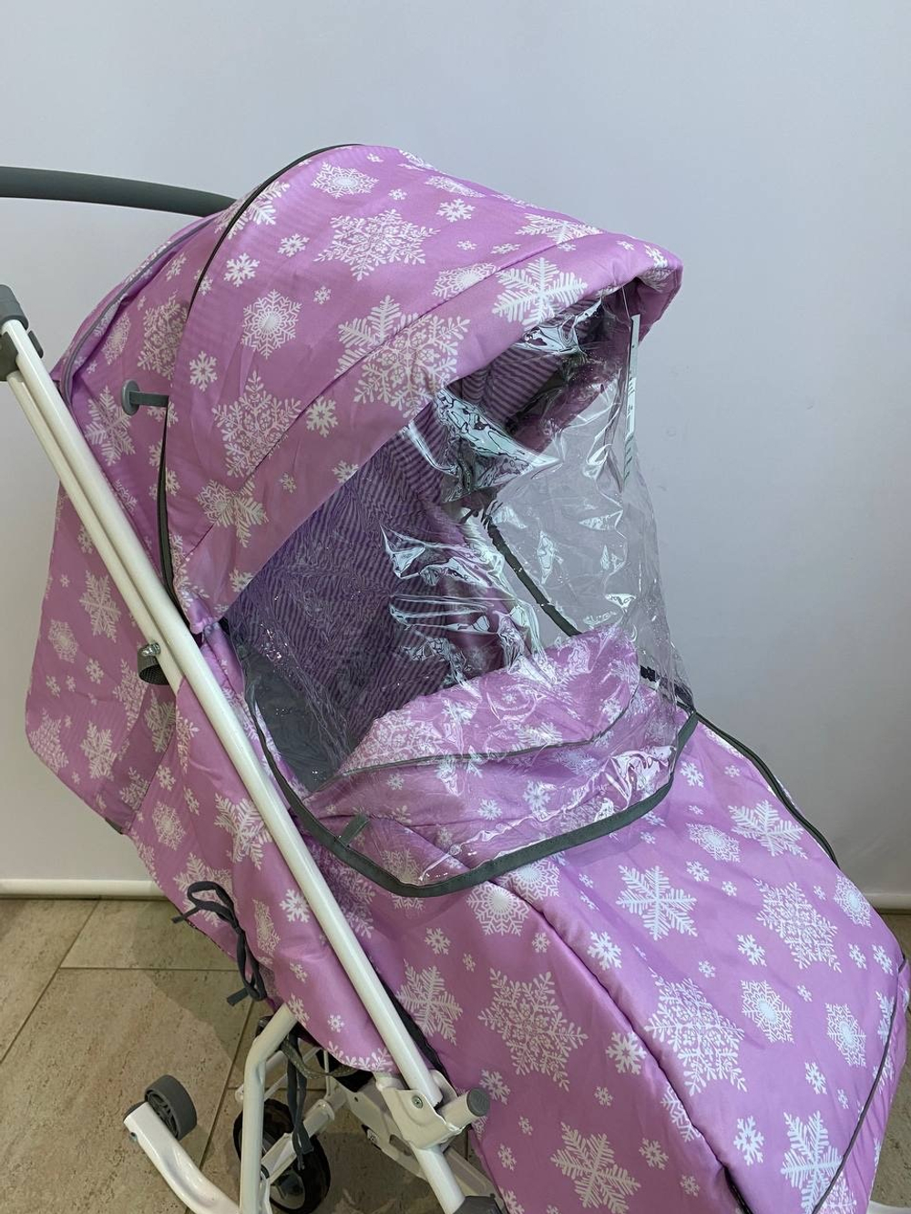 Коляска комбинированная с трансформируемым кузовом (арт.У3-1К/СН) сиреневый со снежинками
