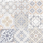 Керамогранит Alma Ceramica GFU04CTR14R Country 60x60 бежевый / голубой сахарный с орнаментом