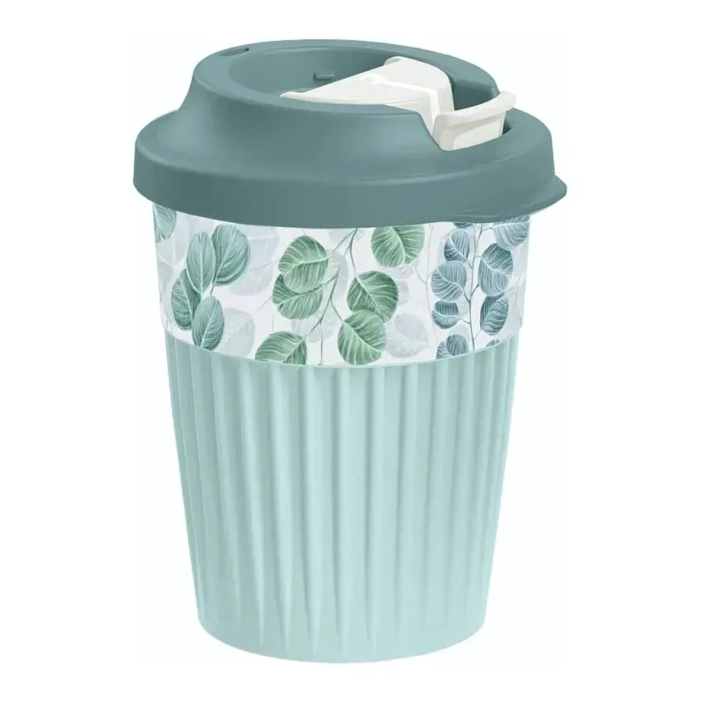 СТАКАН ДЛЯ ГОРЯЧИХ НАПИТКОВ С КЛАПАНОМ И ДЕКОРОМ Madre Terra 350МЛ (Светло-голубой)