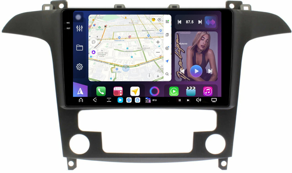 Магнитола для Ford S-Max, Galaxy 2 2006-2015 (климат) - FarCar XXL3028M монитор 9.5" 2K QLED на Android 14, TS20, 8+256Гб, CarPlay, 4G SIM-слот