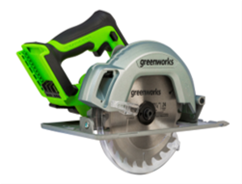 Дисковая пила Greenworks GD24CS, 24V, бесщеточная, 185х20мм, 4500 об/мин, рез 63мм, без АКБ и ЗУ (1500907)