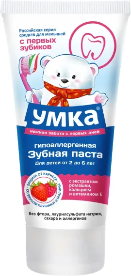 Зубная паста Умкa 2-6 ромашка,витамин Е