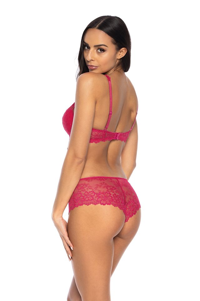 Малиновые трусики-бразилиана Carmela из кружева