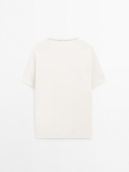 Massimo Dutti Футболка из 100% хлопка, экрю