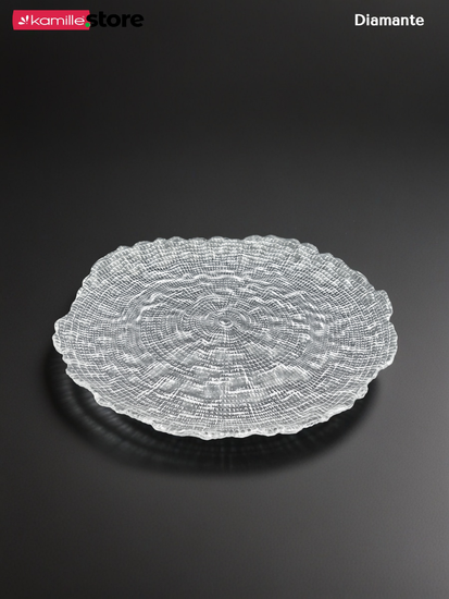 Блюдо фигурное круглое 26 см. из стекла Diamante