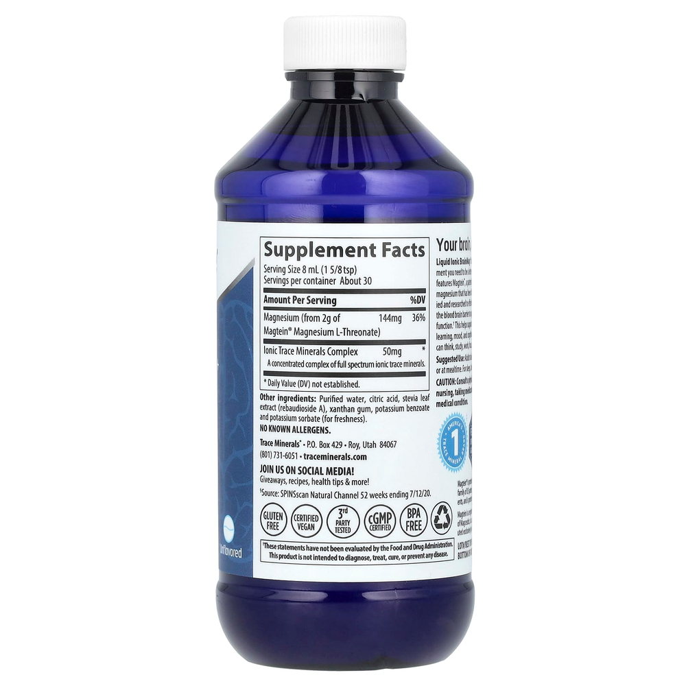 Trace, Жидкий ионный BrainMag +, без добавок, 237 мл (8 жидк. унц.)
