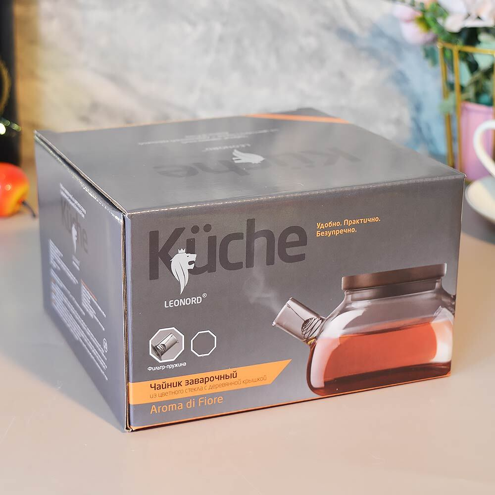 Чайник заварочный 1л из цветного стекла "Aroma di Fiore"