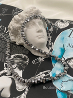 Бусины гематит, гальваника на нити платина (графит)