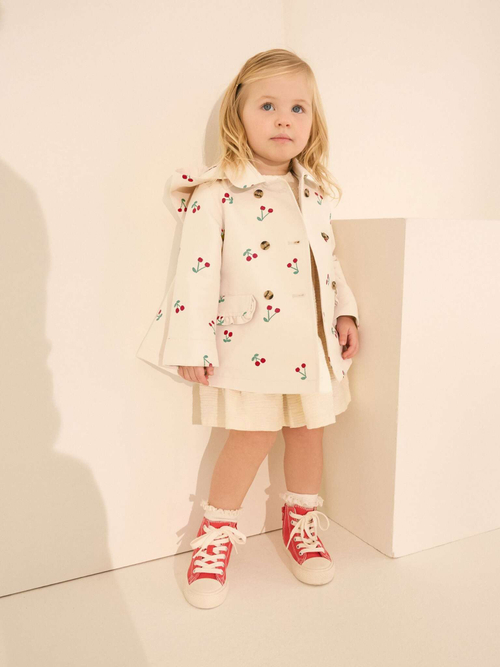 Плащ с капюшоном для девочки Next E25-134, Кремовый