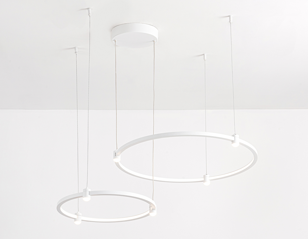 Светильник подвесной светодиодный FL5521/2+6 WH белый 45W 3000K/4200K/6400K D600/400*1300 (без ПДУ)