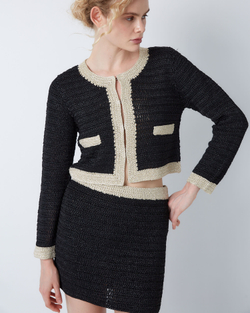 Комплект: жакет и юбка черный/золото