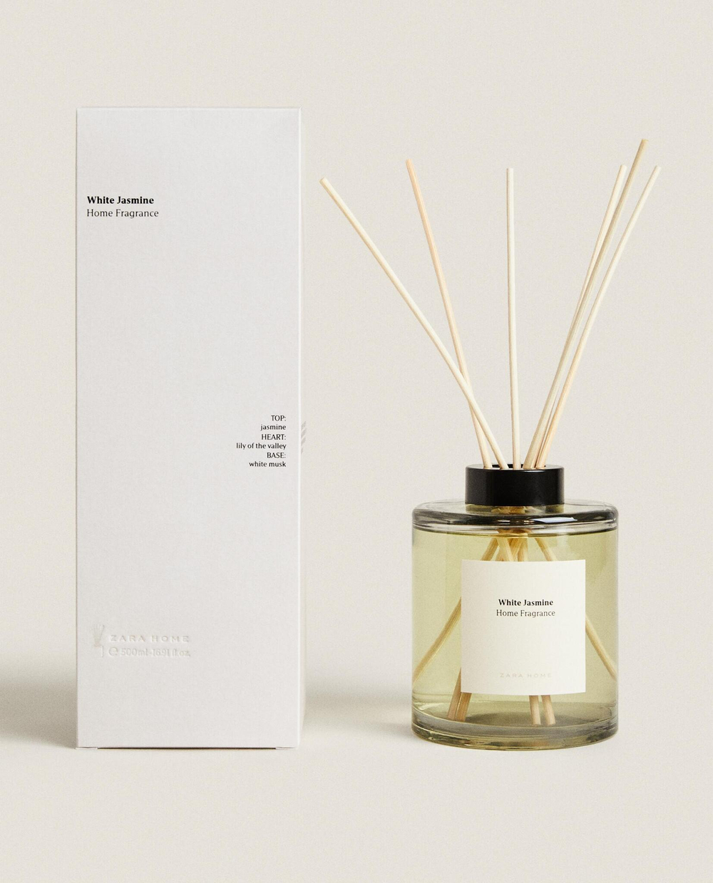 Zara Home WHITE JASMINE REED DIFFUSERS — ароматический диффузор с тростниковыми палочками, Белый Жасмин, 500 мл