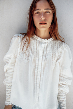 ZARA РОМАНТИЧНАЯ РУБАШКА ZW COLLECTION, БЕЛЫЙ
