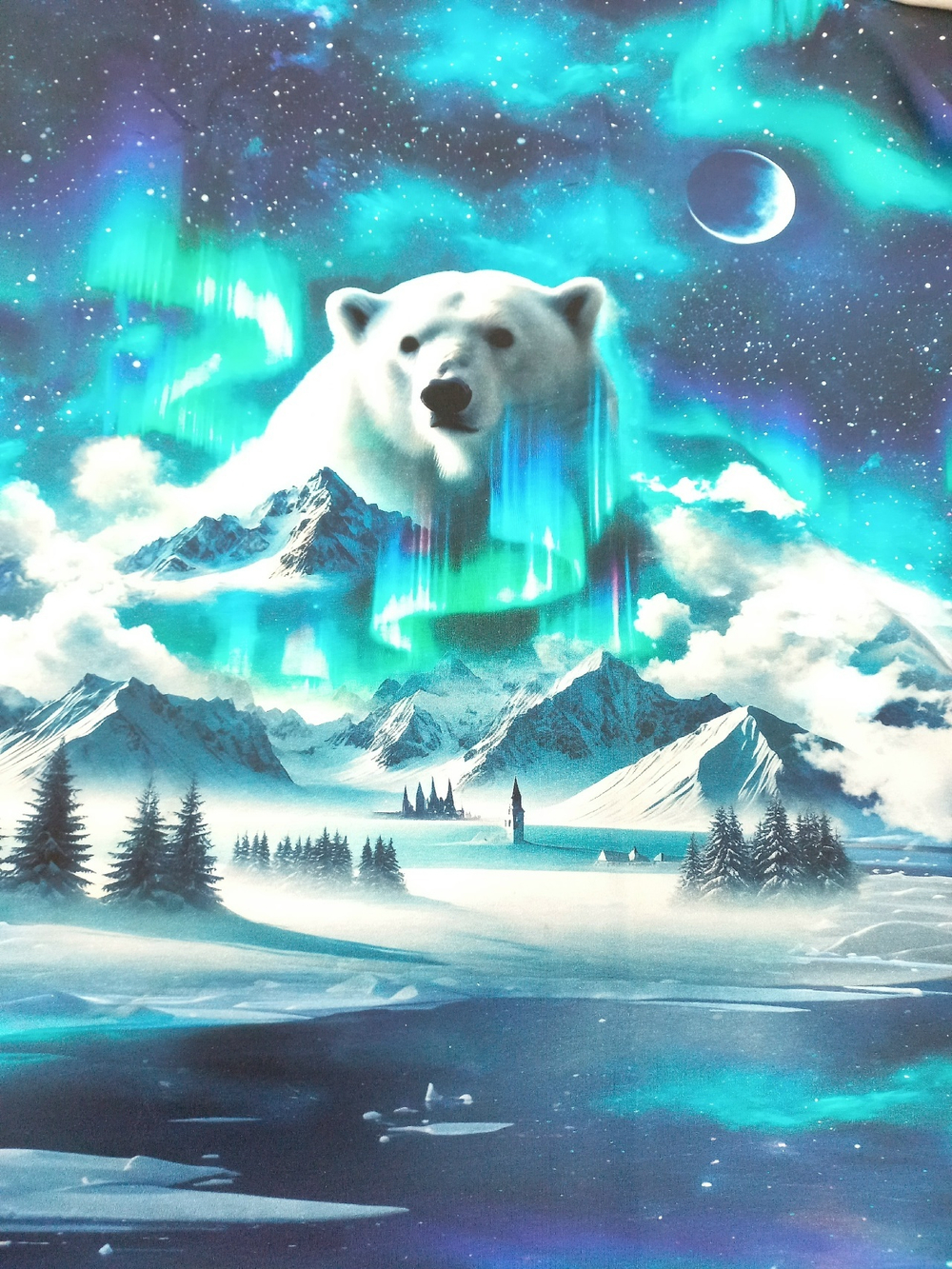 Кулирка с лайкрой Купон Полярный Мишка Высота 80см