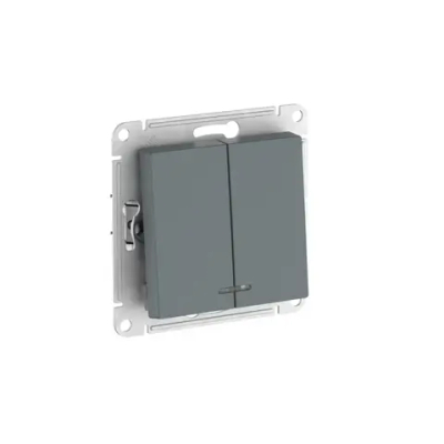 ATLASDESIGN 2-клавишный ВЫКЛЮЧАТЕЛЬ с подсветкой, сх.5а, 10АХ, мех., быстрозажим. клем., ГРИФЕЛЬ