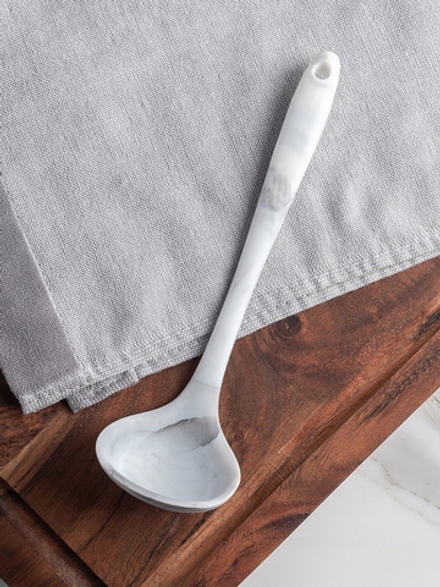 Половник (малый) DeNASTIA "силикон мрамор" 22x6.5, серый/белый