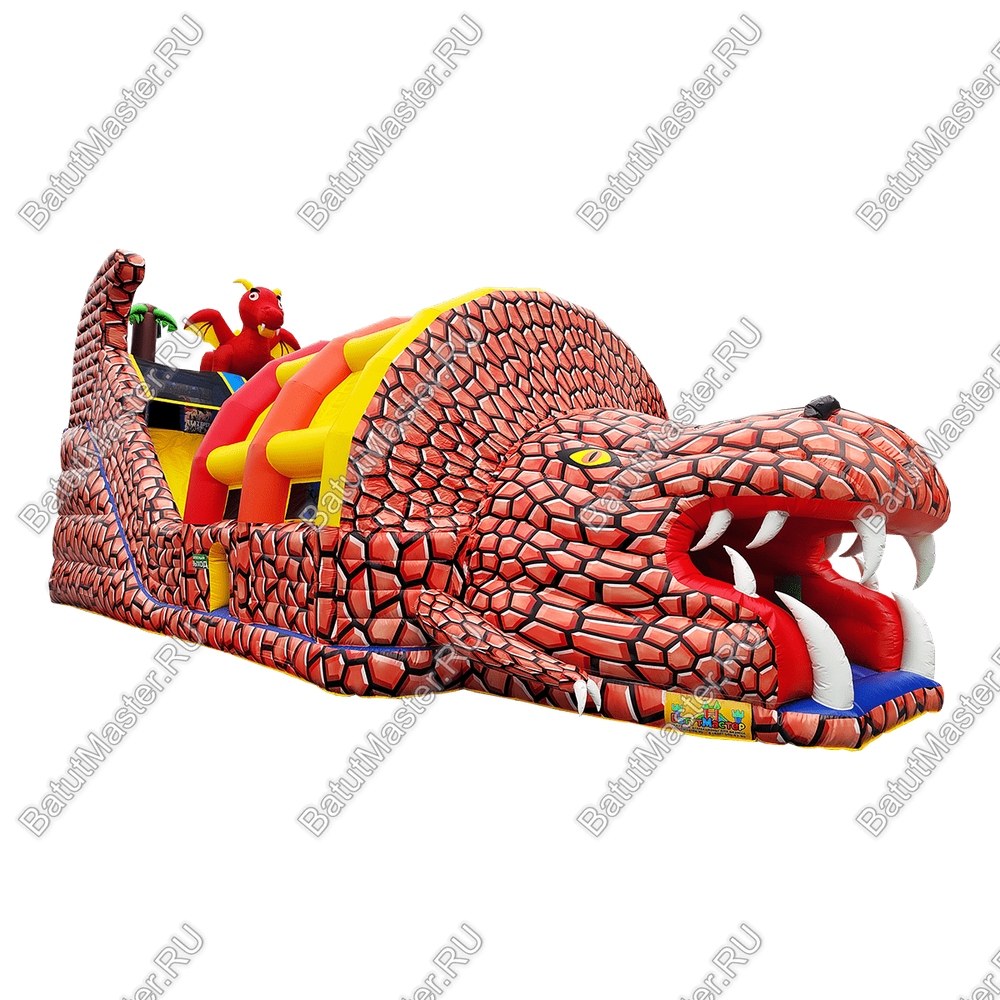 Коммерческий надувной батут "Драконье логово", 16*7*8 м с крышей