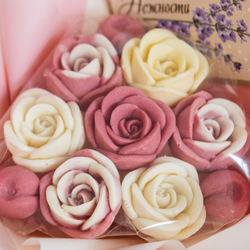 Шоколадный букет "Вкус Любви" из роз с вишней, подарок любимой, жене, маме, подруге, дочке на 8 марта.