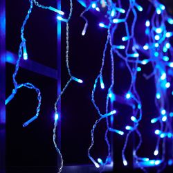ULD-B25006-440-TTK BLUE-WHITE IP44 Бахрома светодиодная с эффектом мерцания. 25м. Соединяемая. 440 светодиодов. Синий и белый свет. Провод прозрачный. ТМ Uniel