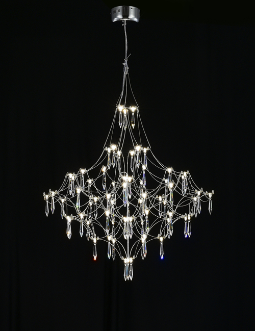 Подвесная люстра светодиодная с пультом и хрустальными подвесками Asfour MyFar Allegria MR2640-66P-76AP