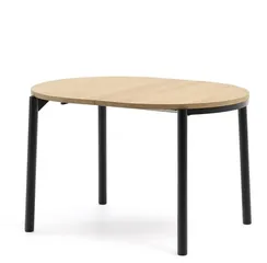 Montuiri круглый раздвижной стол из дубового шпона и черной стали