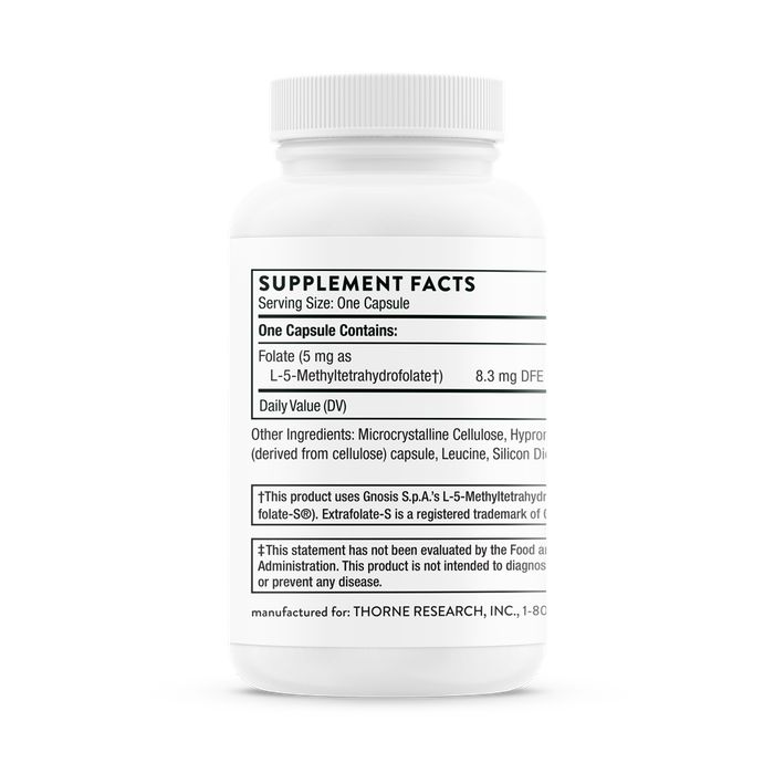 Метилфолат (Фолиевая кислота), 5-MTHF 5 mg, Thorne Research, 60 капсул 2