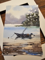 Картина авторская акварельная в паспарту 21х30 см на стену для интерьера "В ожидании..."