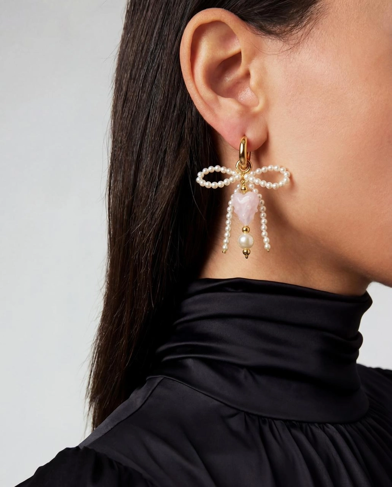 Серьга Нежное Сердце с Жемчугом