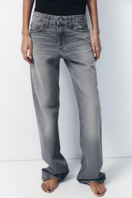 ZARA ДЖИНСЫ TRF WIDE LEG FULL LENGTH СО СРЕДНЕЙ ПОСАДКОЙ, СЕРЫЙ