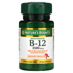 Nature's Bounty, B-12, натуральный вишневый вкус, 2500 мкг, 75 быстрорастворимых таблеток